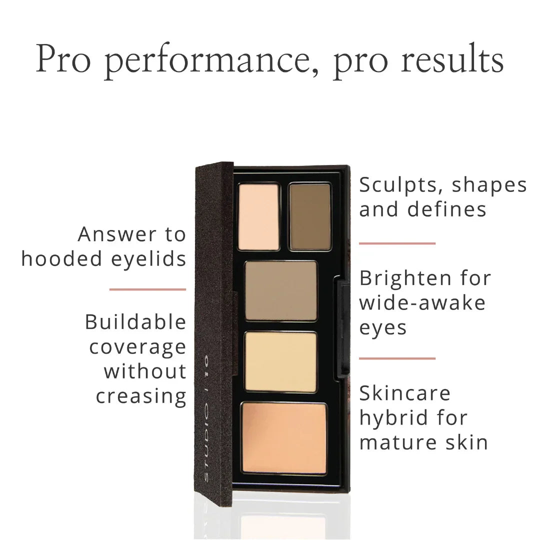 Studio 10 eyeshadow palette for hooded eyelids, sculpting & brightening with buildable, crease-resistant formula