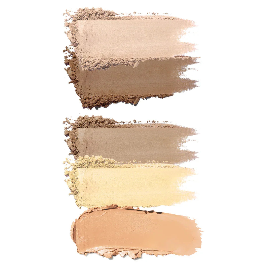 Swatches of neutral eyeshadow shades in matte and shimmer finishes for everyday beauty looks