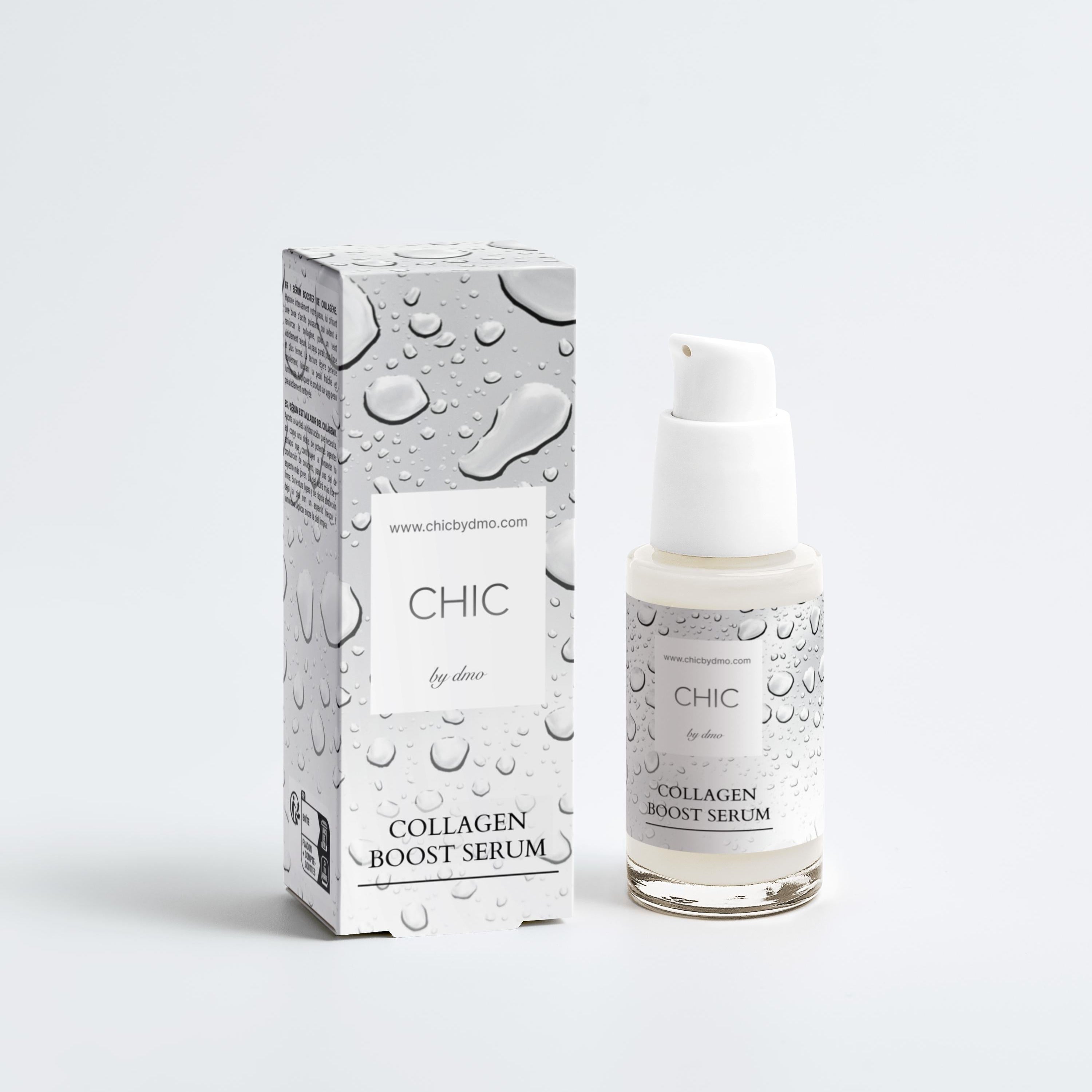 CHIC by dmo Collagen Boost Serum with packaging on a white background