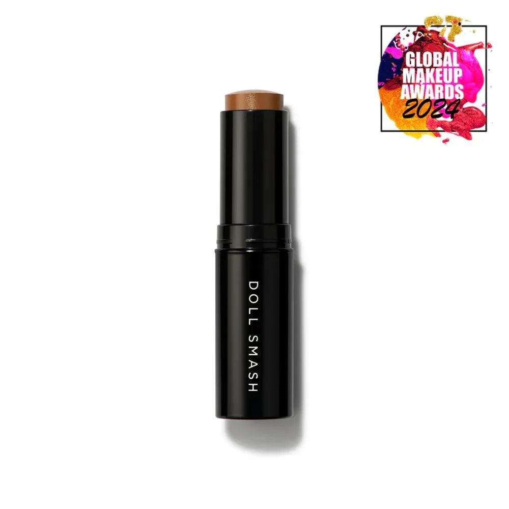 Doll Smash makeup stick with Global Makeup Awards 2024 badge, sleek black design, beauty product