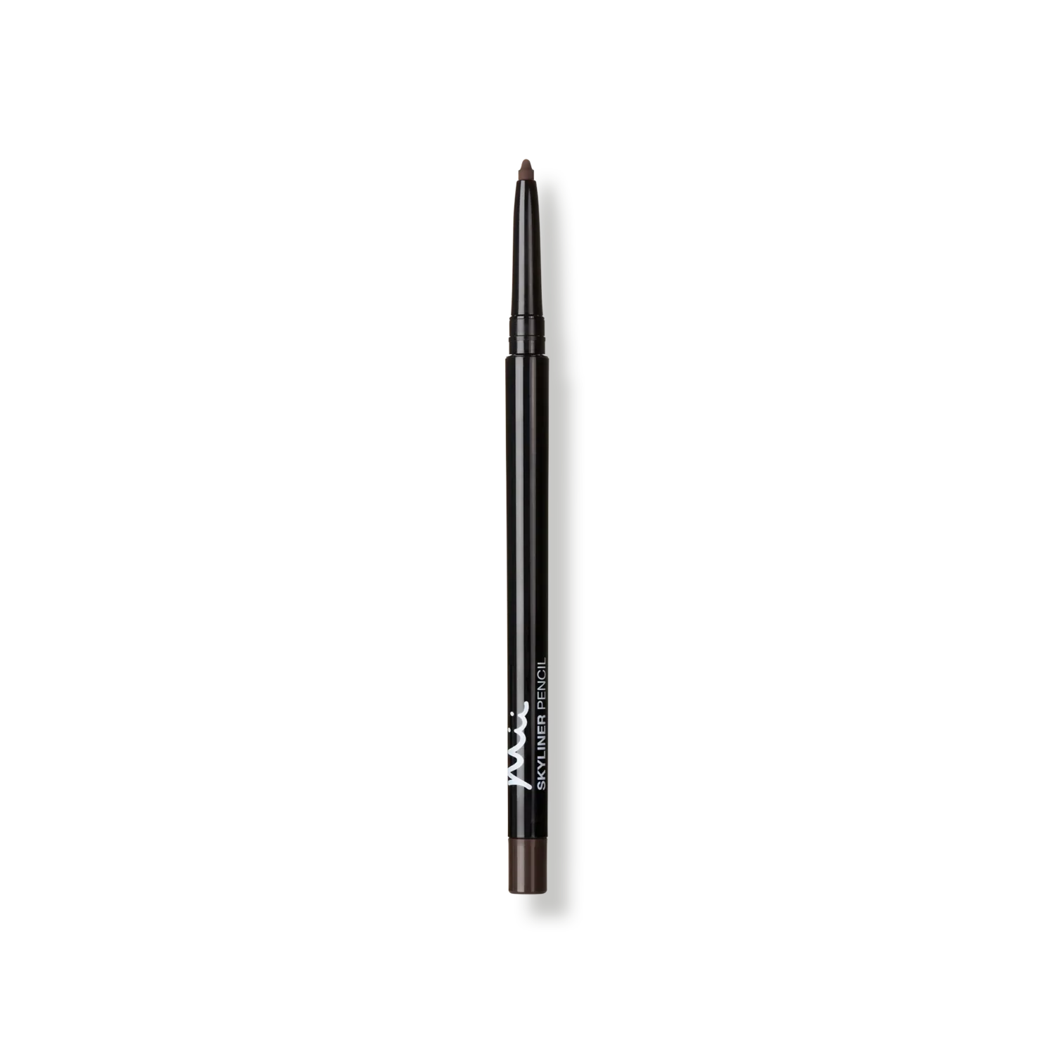 Brown eyeliner pencil with sleek black casing, labeled Skyliner Pencil for precise eye makeup application